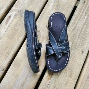 Vintage 90s y2k Lower East Side Chunky Lug Sole Jammer Platform Slide Sandals